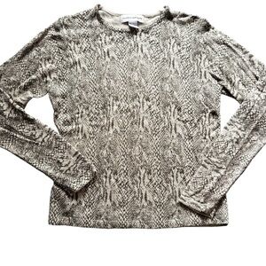 Snakeskin Print Long Sleeve Sweater Fall Layering Essential Size Small Green